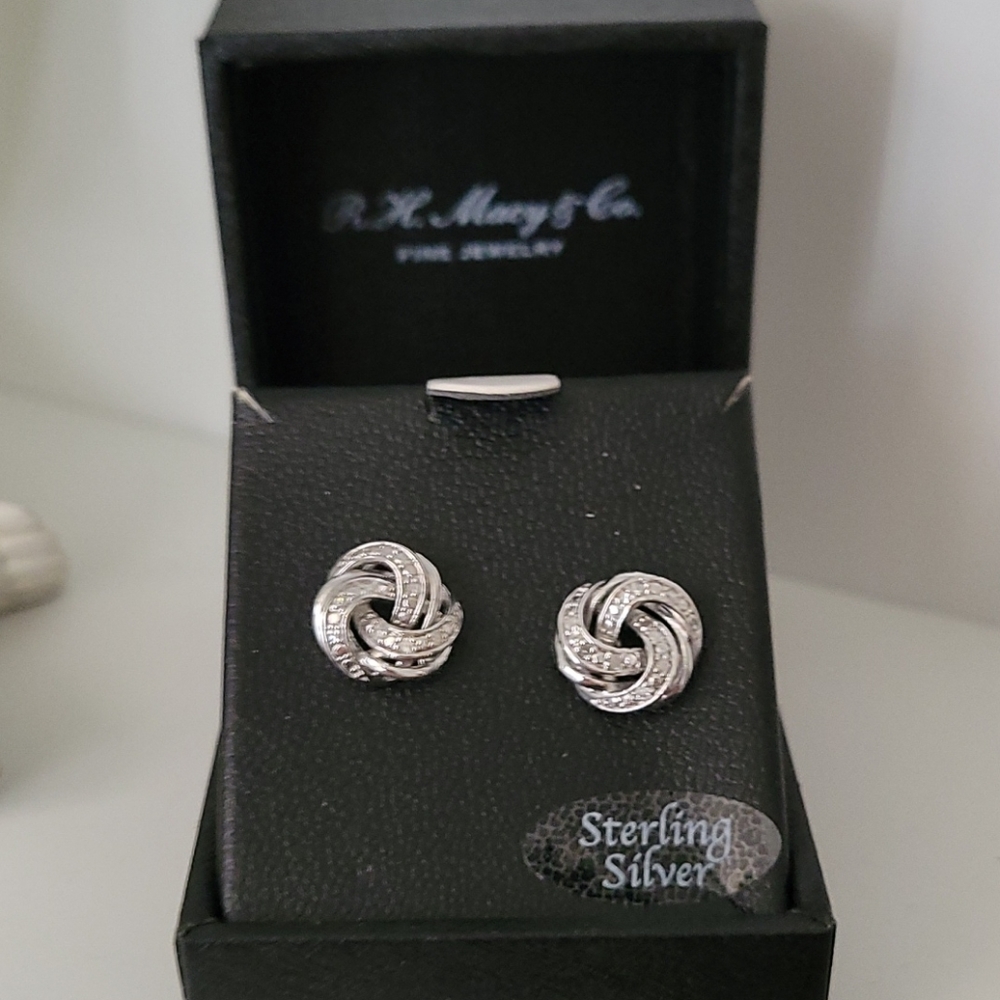 Sterling silver diamond earrings